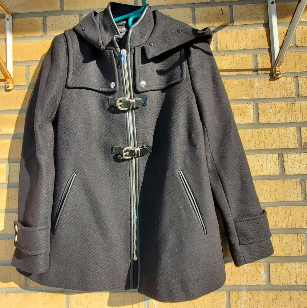 ZARA WOMAN Wool Black Coat EUC, US XL